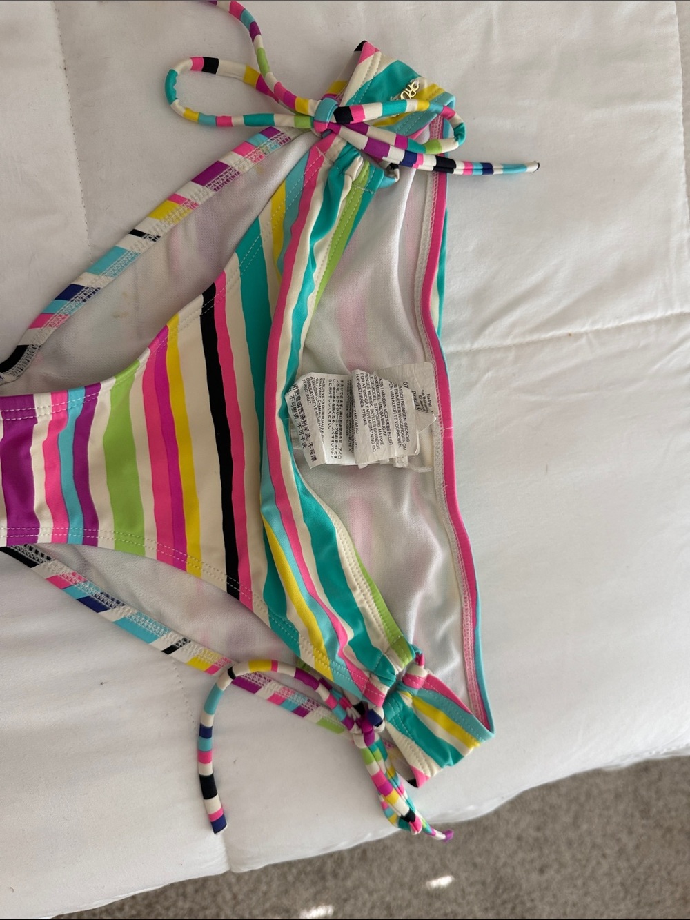 Multicolor Stripe Tie-Side Swim Bottoms